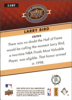 2009 Upper Deck 20th Anniversary #1187 Larry Bird Back