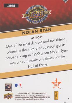 2009 Upper Deck 20th Anniversary #1292 Nolan Ryan Back