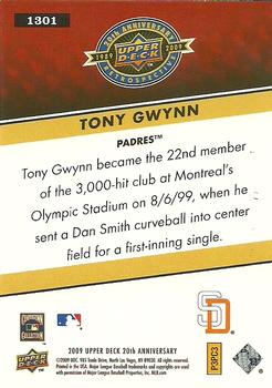 2009 Upper Deck 20th Anniversary #1301 Tony Gwynn Back