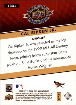 2009 Upper Deck 20th Anniversary #1331 Cal Ripken Jr. Back
