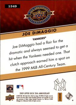 2009 Upper Deck 20th Anniversary #1349 Joe DiMaggio Back