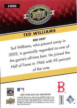 2009 Upper Deck 20th Anniversary #1650 Ted Williams Back