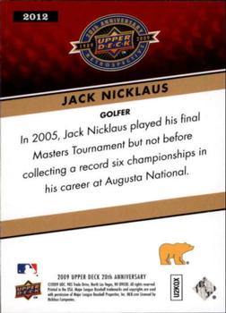 2009 Upper Deck 20th Anniversary #2012 Jack Nicklaus Back