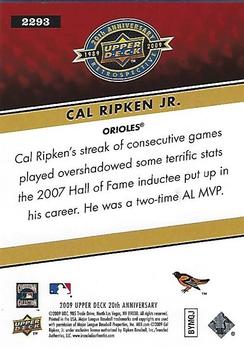 2009 Upper Deck 20th Anniversary #2293 Cal Ripken Jr. Back
