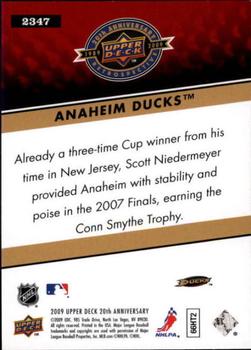 2009 Upper Deck 20th Anniversary #2347 Anaheim Mighty Ducks Back