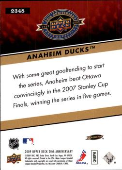 2009 Upper Deck 20th Anniversary #2348 Anaheim Mighty Ducks Back