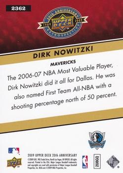 2009 Upper Deck 20th Anniversary #2362 Dirk Nowitzki Back