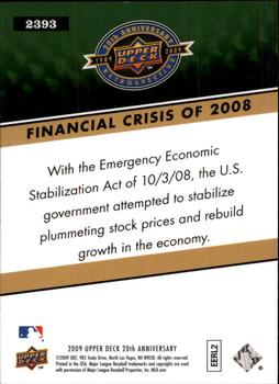 2009 Upper Deck 20th Anniversary #2393 Financial Crisis of 2008 Back