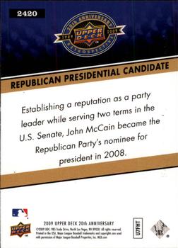 2009 Upper Deck 20th Anniversary #2420 John McCain Back