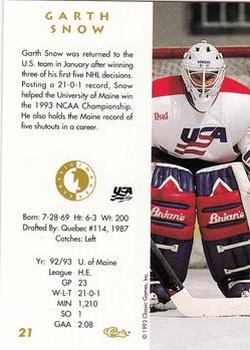 1993-94 Classic Images Four Sport #21 Garth Snow Back
