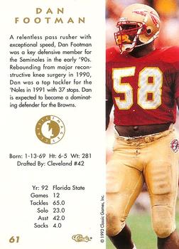 1993-94 Classic Images Four Sport #61 Dan Footman Back