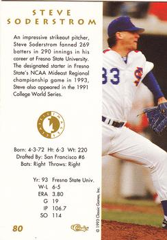 1993-94 Classic Images Four Sport #80 Steve Soderstrom Back