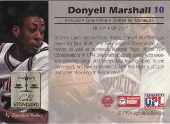 1994 Signature Rookies Gold Standard #10 Donyell Marshall Back