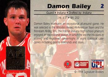 1994 Signature Rookies Gold Standard #2 Damon Bailey Back