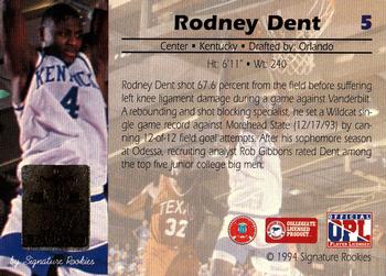 1994 Signature Rookies Gold Standard #5 Rodney Dent Back