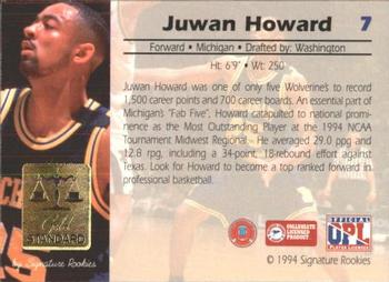 1994 Signature Rookies Gold Standard #7 Juwan Howard Back