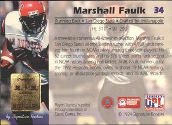 1994 Signature Rookies Gold Standard #34 Marshall Faulk Back