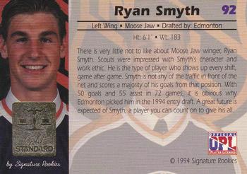 1994 Signature Rookies Gold Standard #92 Ryan Smyth Back