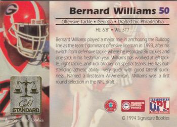 1994 Signature Rookies Gold Standard #50 Bernard Williams Back