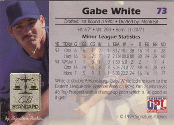 1994 Signature Rookies Gold Standard #73 Gabe White Back