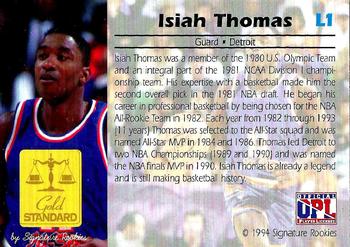 1994 Signature Rookies Gold Standard - Legends #L1 Isiah Thomas Back