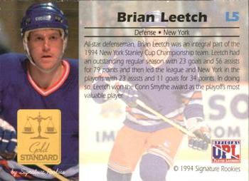 1994 Signature Rookies Gold Standard - Legends #L5 Brian Leetch Back