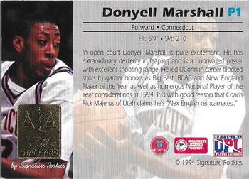 1994 Signature Rookies Gold Standard - Promos #P1 Donyell Marshall Back