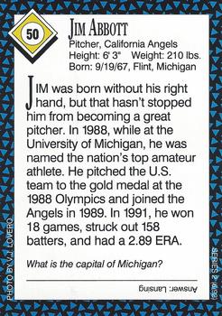 1992 Sports Illustrated for Kids #50 Jim Abbott Back
