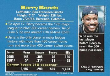 2001 Sports Illustrated for Kids #74 Barry Bonds Back