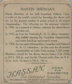 1910 Champions (T218) #NNO Martin Sheridan Back