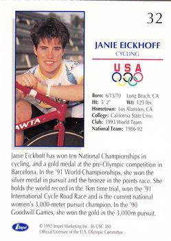 1992 Impel Olympicards: 1992 U.S. Olympic Hopefuls #32 Janie Eickhoff Back