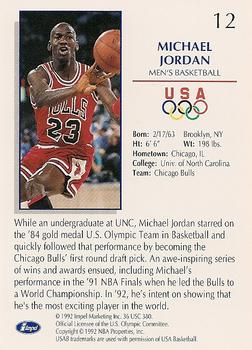 1992 Impel Olympicards: 1992 U.S. Olympic Hopefuls #12 Michael Jordan Back