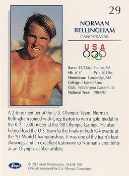 1992 Impel Olympicards: 1992 U.S. Olympic Hopefuls #29 Norman Bellingham Back