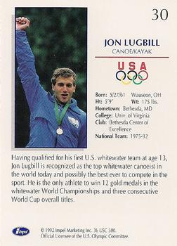1992 Impel Olympicards: 1992 U.S. Olympic Hopefuls #30 Jon Lugbill Back
