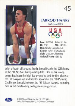 1992 Impel Olympicards: 1992 U.S. Olympic Hopefuls #45 Jarrod Hanks Back