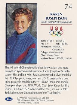 1992 Impel Olympicards: 1992 U.S. Olympic Hopefuls #74 Karen Josephson Back