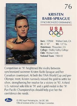 1992 Impel Olympicards: 1992 U.S. Olympic Hopefuls #76 Kristen Babb-Sprague Back