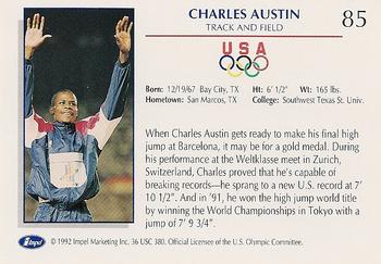 1992 Impel Olympicards: 1992 U.S. Olympic Hopefuls #85 Charles Austin Back