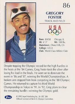 1992 Impel Olympicards: 1992 U.S. Olympic Hopefuls #86 Gregory Foster Back
