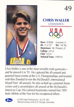 1992 Impel Olympicards: 1992 U.S. Olympic Hopefuls #49 Chris Waller  Back