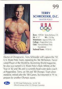 1992 Impel Olympicards: 1992 U.S. Olympic Hopefuls #99 Terry Schroeder, D.C. Back