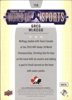 2011 Upper Deck World of Sports #156 Greg McKegg Back