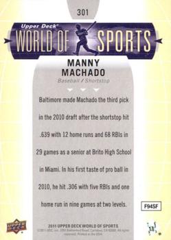 2011 Upper Deck World of Sports #301 Manny Machado Back