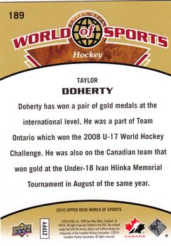 2010 Upper Deck World of Sports #189 Taylor Doherty Back