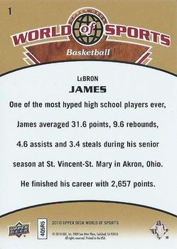 2010 Upper Deck World of Sports #1 LeBron James Back