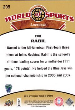 2010 Upper Deck World of Sports #295 Paul Rabil Back