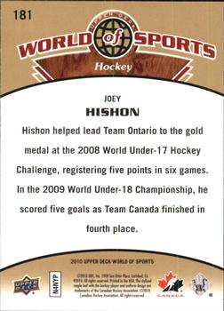 2010 Upper Deck World of Sports #181 Joey Hishon Back