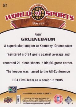 2010 Upper Deck World of Sports #81 Andy Gruenebaum Back