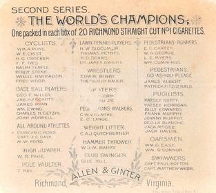 1888 Allen & Ginter World's Champions (N43) #NNO W.B. Page Back