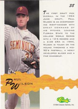 1994-95 Classic Assets #38 Paul Wilson Back